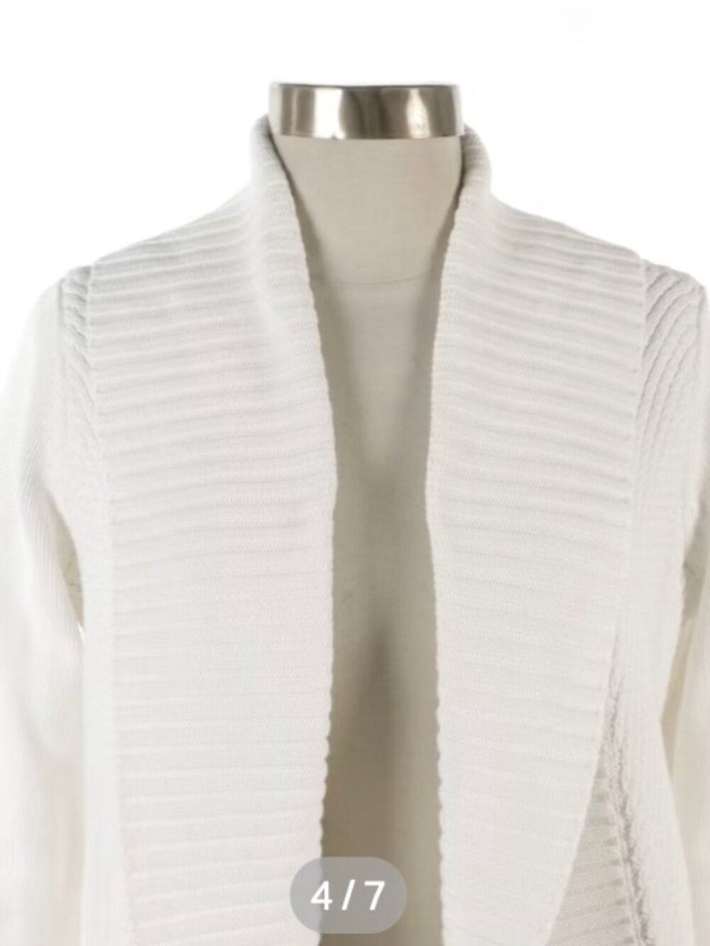 Lauren Ralph Lauren White Knit Cotton Shawl Collar Cardigan - Picture 7 of 7